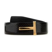 Omkeerbare Leren Riem in Donkerbruin Tom Ford , Brown , Heren