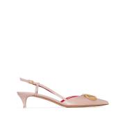 Beige leren puntige neus hakken Valentino Garavani , Pink , Dames