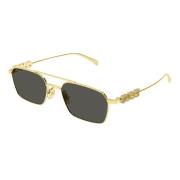 Metalen Frame 3D Logo Zonnebril Gucci , Yellow , Unisex