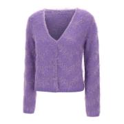 Paarse Mohair-Blend Vest met Lurex Kaos , Purple , Dames