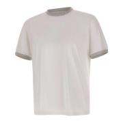 Contrast Profiel Wit T-shirt Eleventy , White , Heren