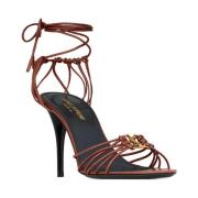 Zomer Leren Sandalen Saint Laurent , Brown , Dames