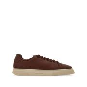 Bruine leren lage sneakers Salvatore Ferragamo , Brown , Heren