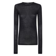 Slim Fit Lange Mouwen Viscose T-shirt Ann Demeulemeester , Black , Dam...