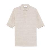 Beige Ribboorden Korte Mouw Shirt Lardini , Beige , Heren