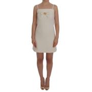 Elegante witte wollen shiftjurk met gouden broche Dolce & Gabbana , Wh...