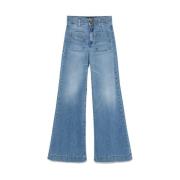 Blauwe Denim Jeans met Voorknoppen Seafarer , Blue , Dames