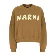 Oversize Biscuit Katoenen Sweatshirt Marni , Brown , Dames