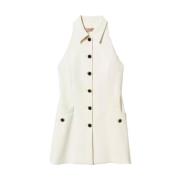 Elegante Polyester Jurk met Juweelknopen Twinset , Beige , Dames