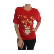 Rode Bloemen Zijden Blouse Elegantie Dolce & Gabbana , Red , Dames