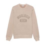 Katoenen Logo Trui Sand Woolrich , Beige , Heren