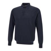 Merino Wol Polo Trui Blauw Kangra , Blue , Heren