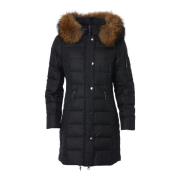 Luxe Donsjas met Wasbeer Bont Danwear , Black , Dames