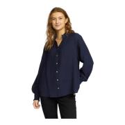 Overhemd met lange mouwen, effen kleur 2-Biz , Blue , Dames