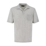 Linnen Katoen Polo Shirt met Zak Sease , Gray , Heren