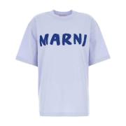 Oversize Poederblauw Katoenen T-shirt Marni , Blue , Dames