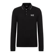 Stretch Katoenen Polo met Lange Mouwen Emporio Armani EA7 , Black , He...