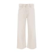 Wijde Pijp Korte Jeans Mother , Beige , Dames