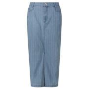 Pinstripe Denim Maxi Skirt Tramontana , Blue , Dames