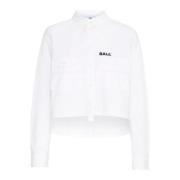 Cropped Shirt met Geborduurd Detail Ball , White , Dames