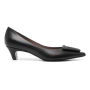 Zwarte leren pumps met rubberen detail Roberto Festa , Black , Dames