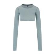 Blauwe Katoenen Cropped Top Rick Owens , Blue , Dames