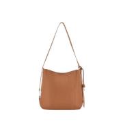 Stijlvolle Brandy Leren Hobo Tas Hogan , Brown , Dames