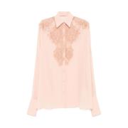 Koraalroze Zijden Kantoverhemd Ermanno Scervino , Pink , Dames