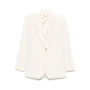 Crepe Blazer met Contrasterende Stiksels Elisabetta Franchi , Yellow ,...