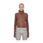 Funnel Neck Sweater met Rits Rick Owens , Brown , Dames