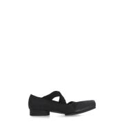 Zwarte Leren Ballet Flats met Elastische Banden UMA Wang , Black , Dam...