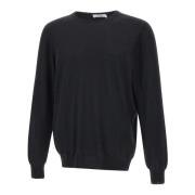 Navy Blue Wol Crew Neck Sweater Lardini , Black , Heren