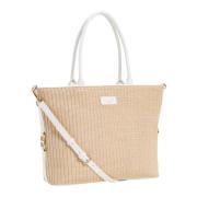 Stro Shopper Tas met Afneembare Band Twinset , Beige , Dames