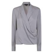 Lapel Wrap Blouse Theory , Gray , Dames