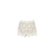 Gestreept Gebreide Korte Broek Twinset , Beige , Dames