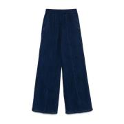 Indigo Blauw Elastische Taille Broek Forte Forte , Blue , Dames