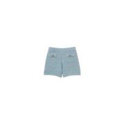 Katoenen Gebreide Shorts met Geribbelde Afwerking Twinset , Blue , Dam...