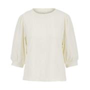 Korte Mouw Broderie Top Zusss , White , Dames