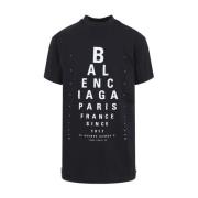 Gewassen Zwart Wit Oversized T-Shirt Balenciaga , Black , Heren