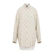 Cocoon Shirt in Licht Beige en Zwart Balenciaga , Beige , Dames