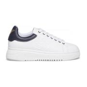 Witte Leren Sneaker met Maxi Logo Emporio Armani , White , Heren