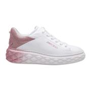 Witte Leren Glitter Sneakers Jimmy Choo , White , Dames