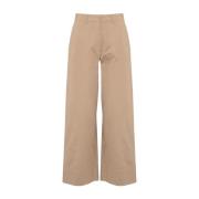 Beige Katoenen Wijde Pijp Broek Max Mara , Beige , Dames