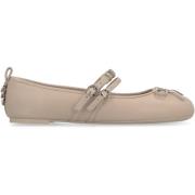 Leren balletflats met strikdetail Pinko , Beige , Dames