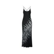 Witte Tigress Print Zijden Jurk Roberto Cavalli , Black , Dames