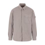 Grijze Nylon Overhemdjasje met Logo Stone Island , Beige , Heren