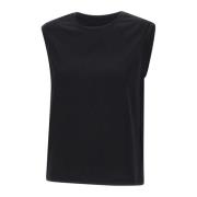 Zwarte Katoenen Geribbelde Top Mouwloos Victoria Beckham , Black , Dam...