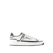 Witte Leren Court Sneakers Balmain , White , Heren