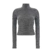 Glanzende Zilveren Jersey Top Dolce & Gabbana , Gray , Dames