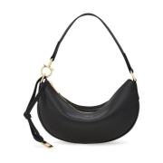 Zwarte Hobo Leren Tas met Gouden Hardware Salvatore Ferragamo , Black ...